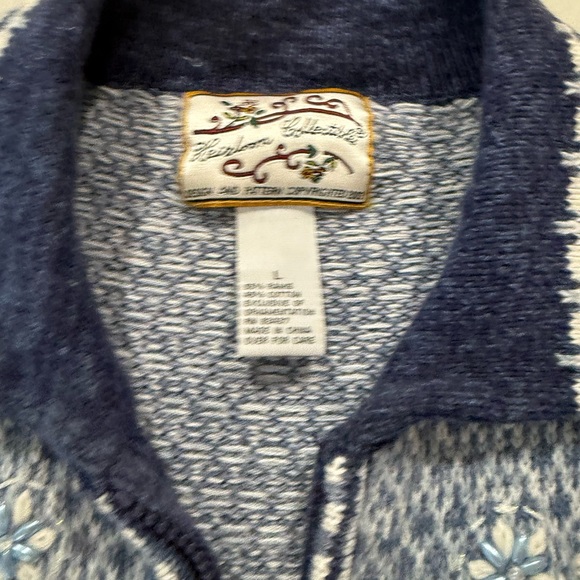 Heirloom Collectables Christmas Cardigan Sweater Full Zip Snowman Size L E48 - Picture 2 of 5